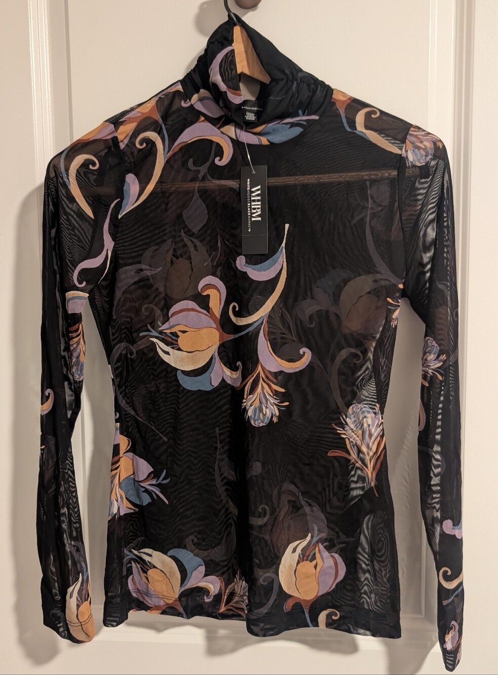 NWT WHBM Long Sleeve Mesh Turtleneck - Size XXS